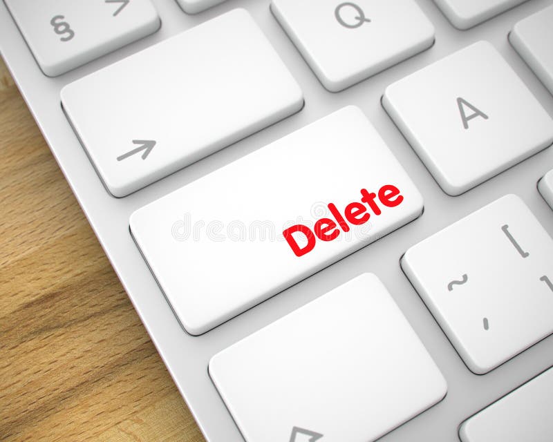 Delete - Message on the White Keyboard Button. 3D.