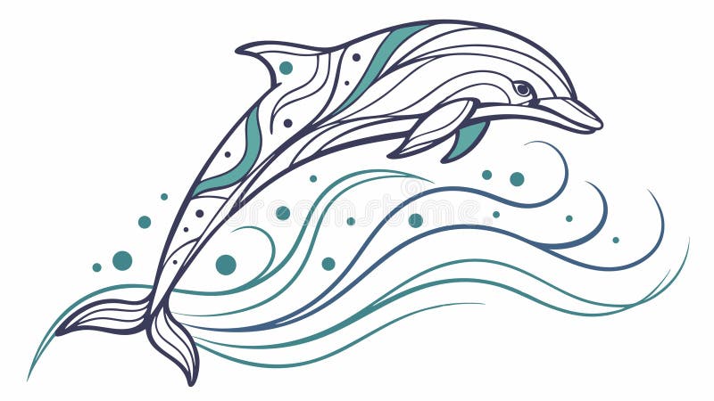 Delfin albastru stilizat cu design vectorial Linii curgătoare elegante Generative AI vector illustration