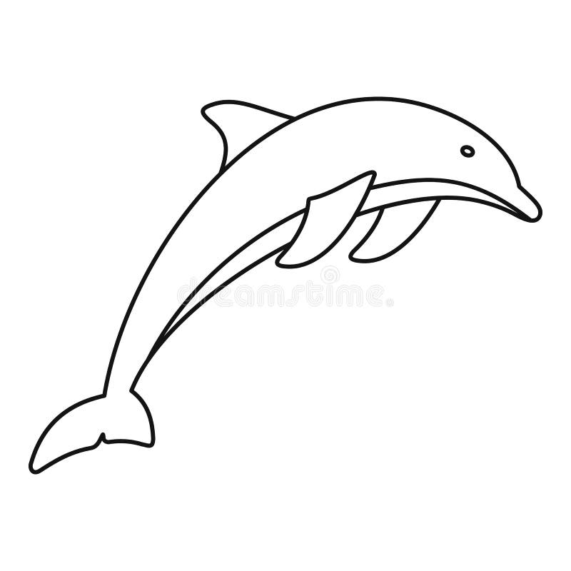 Delfin ikona, konturu styl ilustracja wektor Delfin ikona, konturu styl ilustracja wektor