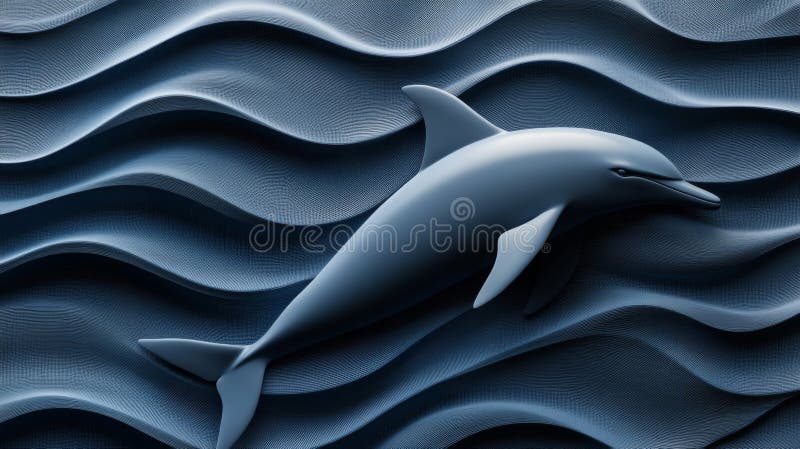 Delfina 3d przenikająca przez falę oceanu. obraz wygenerowany przez algorytm