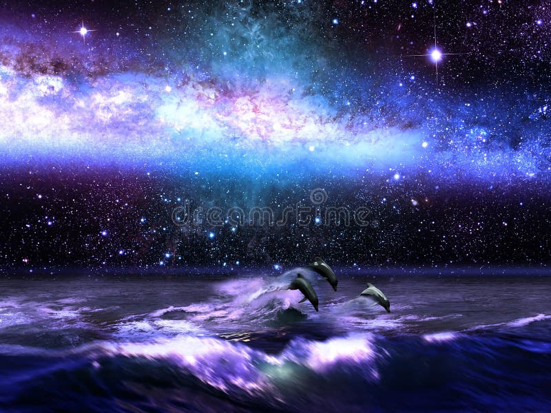 Delfini ed universo illustrazione vettoriale Delfini ed universo illustrazione vettoriale