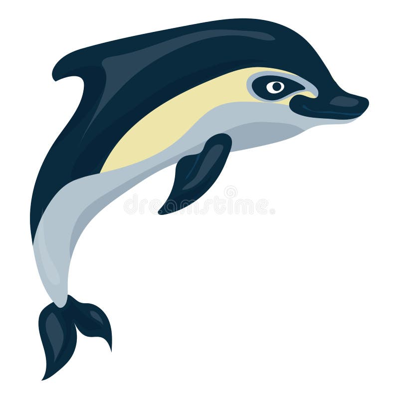 Delfinsymbol, tecknad filmstil stock illustrationer Delfinsymbol, tecknad filmstil stock illustrationer