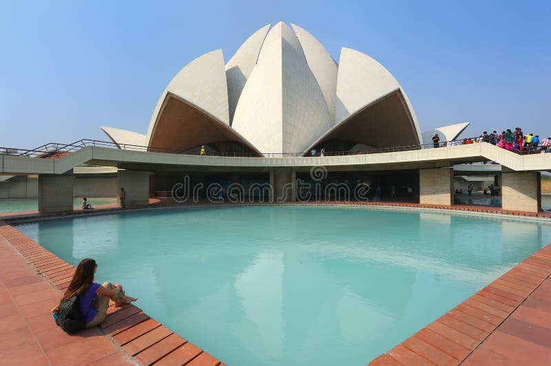 Delhi ind lotosowa nowa świątynia zdjęcia stock