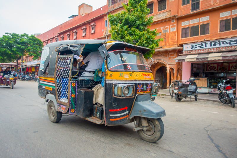 DELHI, INDIA - SEPTEMBER 19, 2017: Autorickshaw In The Street