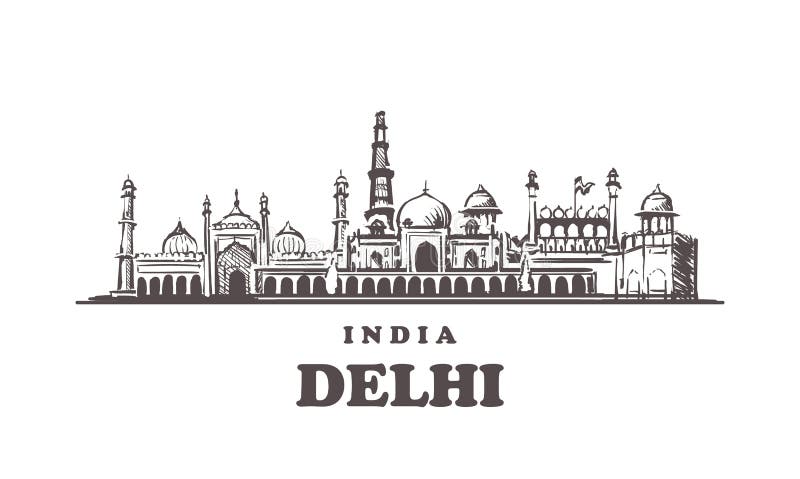 New Delhi Cityscape Travel Poster Drawing by Inspirowl Design  Pixels