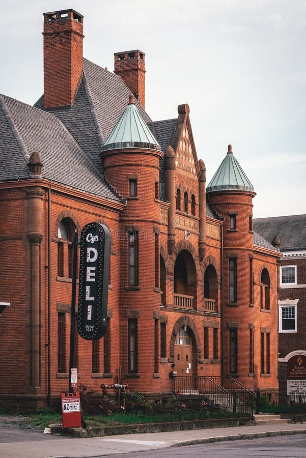 Deli Sign and Historic Building in Poughkeepsie, New York Editorial