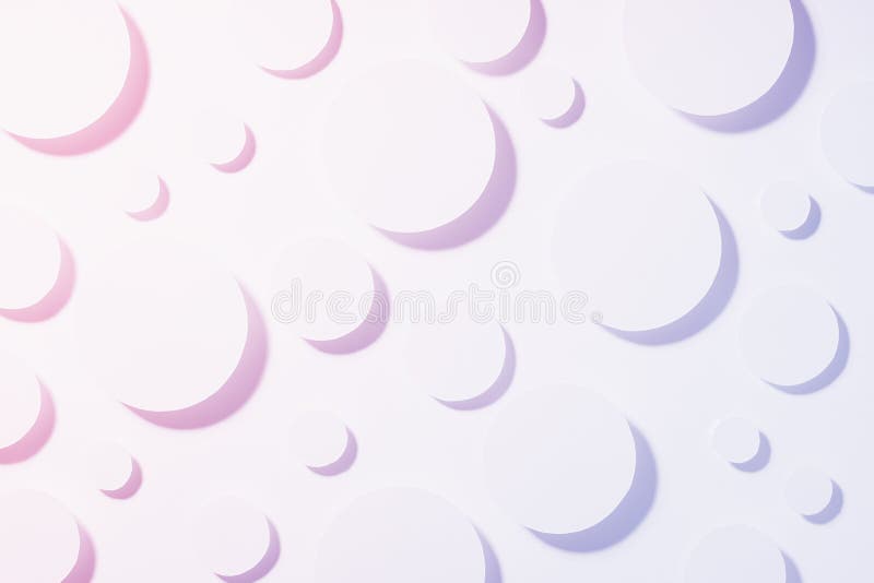 Delicate abstract geometric pattern of light purple and pink circles in gradient soar in shining light with soft strict shadows. Contemporary sensitive active energy abstract background.