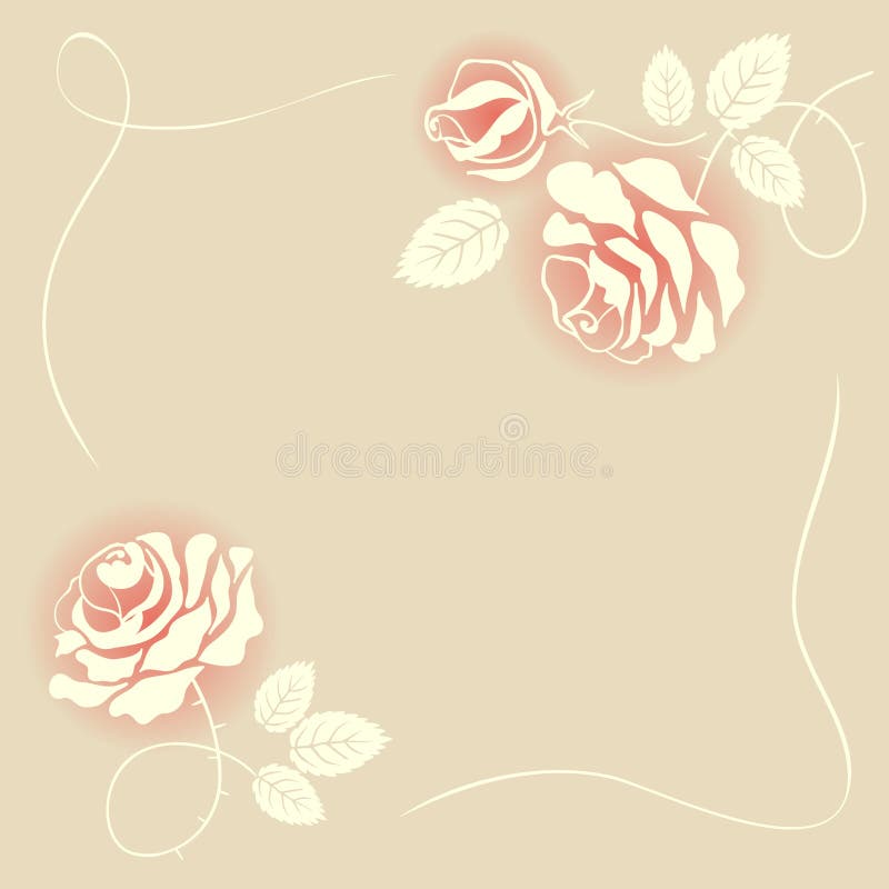 Delicate beige card with roses