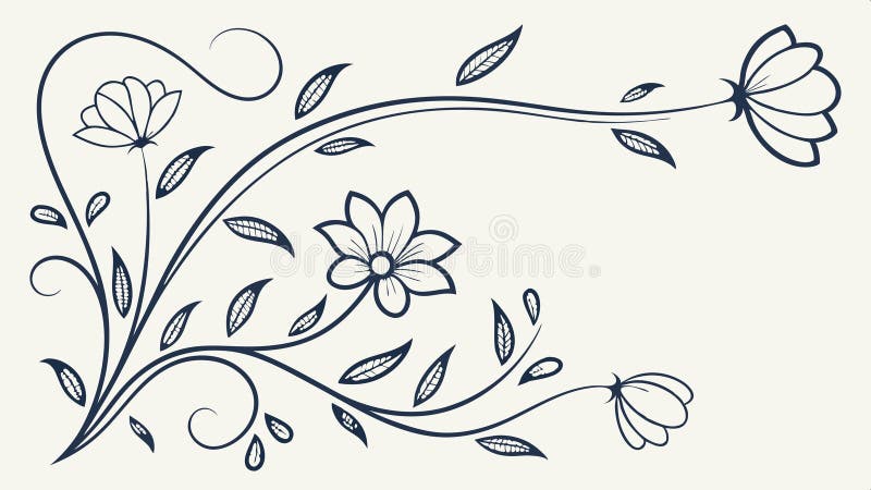 Delicate botanical branch with flowing floral design vector design Generative AI vector illustration