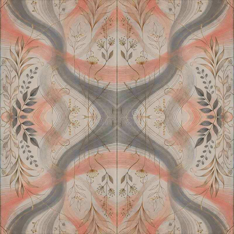 Delicate Botanical Flowing Seamless Pattern AI generate royalty free illustration