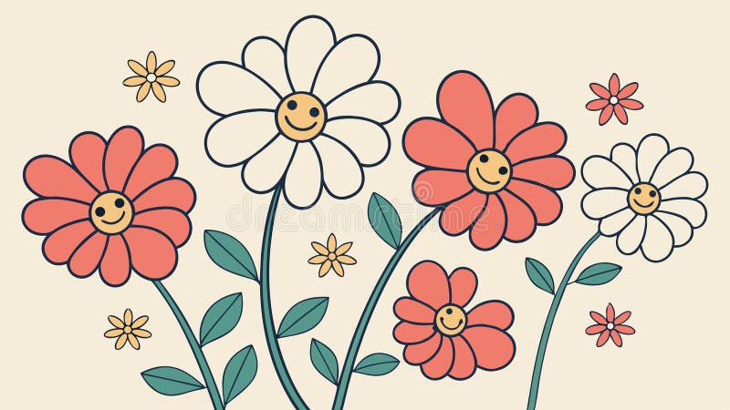 Delicate Daisy Flowers Vector, Simple and Charming Floral Design, vector design Generative AI stock illustration