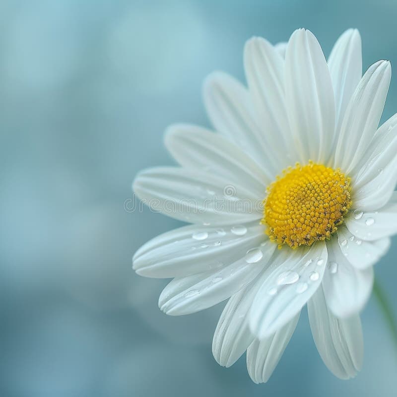 Delicate daisy with water droplets vector illustration