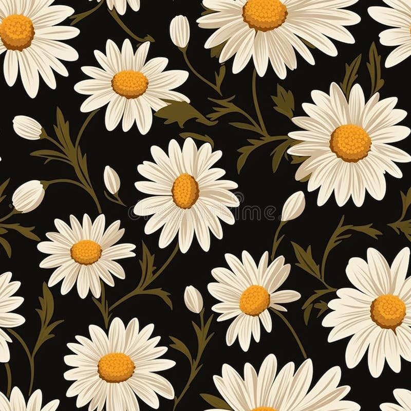 Delicate Daisy Whispers Seamless Charm vector illustration