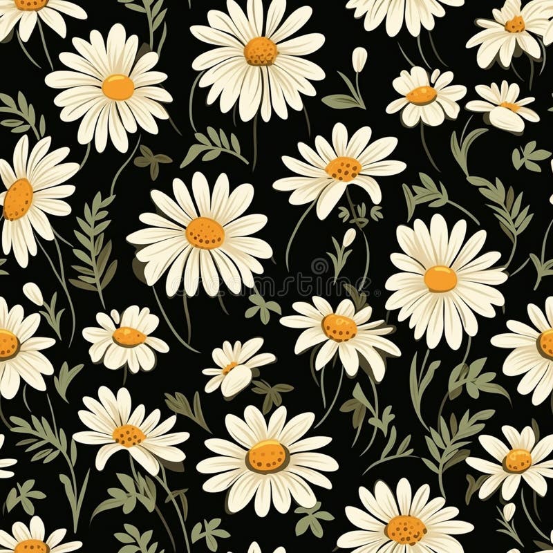Delicate Daisy Whispers Seamless Charm vector illustration