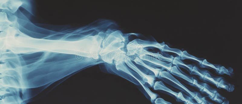 Exploring intricate patterns and textures within an X-ray representation of a human limb stock illustration