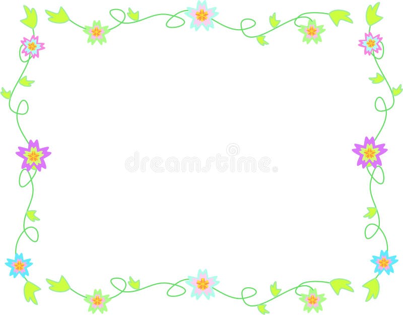 Delicate Frame of Flowers, Vines, and Leaves