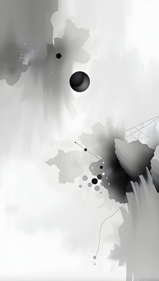 Monochromatic abstract painting with ethereal layers, light, and texture. stock illustration