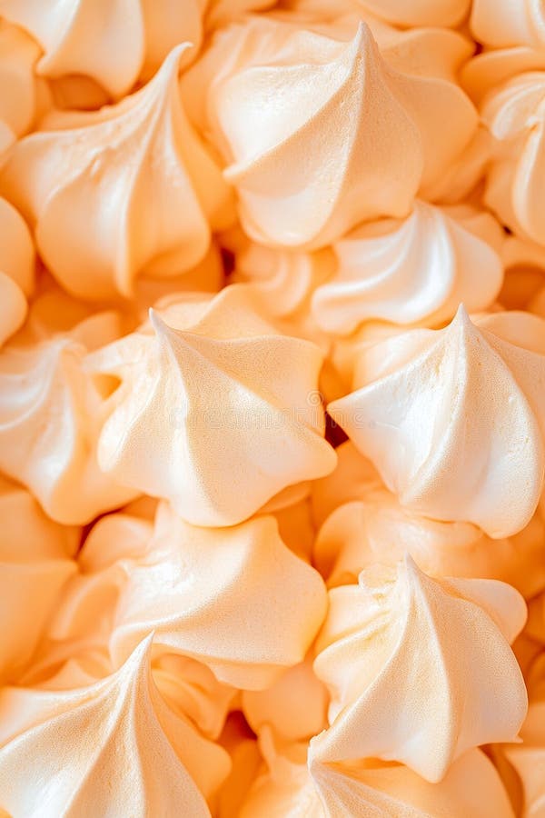 Delicate orange meringue swirls with creamy texture and peaks stock photography