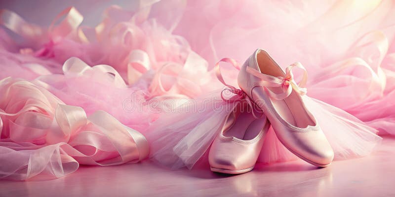 Delicate Pink Ballet Shoes with Tulle Ribbons A Dreamy Elegant Image for Dance Lovers and Fashion Enthusiasts vector illustration