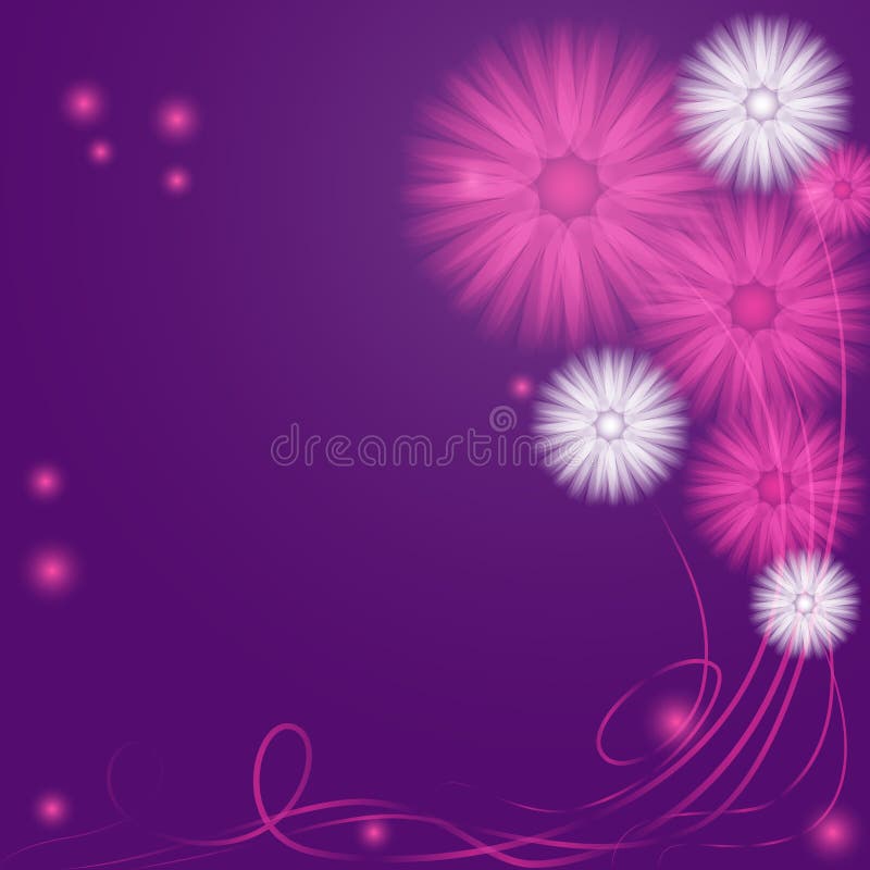Delicate Purple and Lilac Abstract Flowers stock illustration