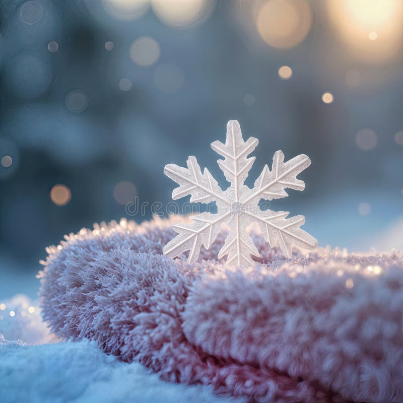 Delicate Snowflake On a Pink Mitten stock illustration