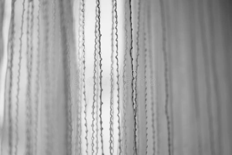Delicate Tulle with Vertical Threads Pattern, Side View, Bw Photo Stock