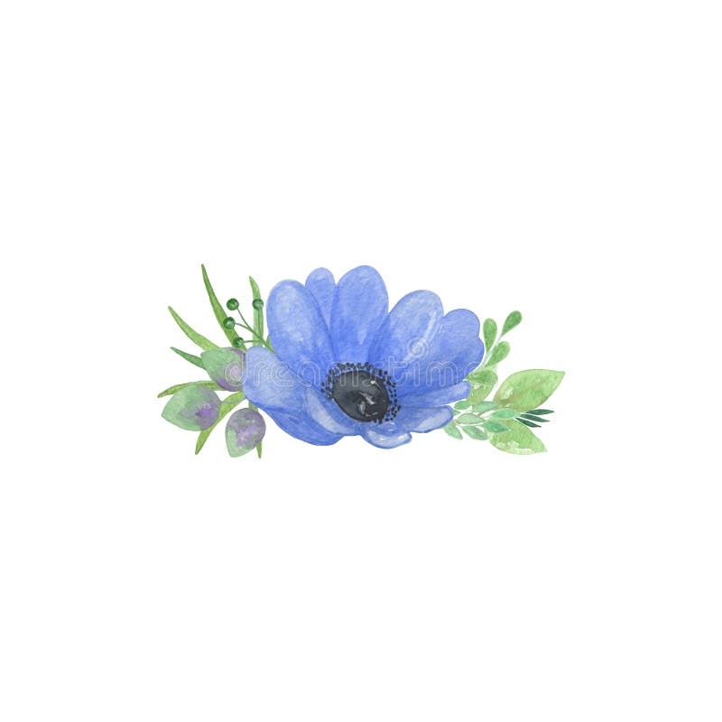 Vector Drawing Blue Flower On White Stock Vector (Royalty Free) 221474380 |  Shutterstock
