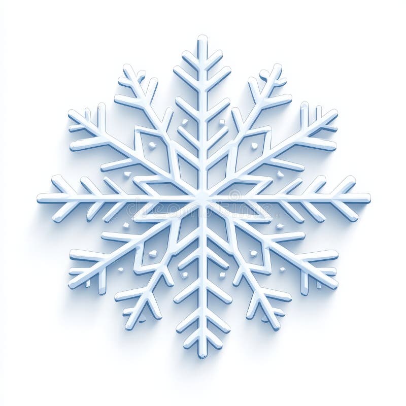 A Delicate White Snowflake Casting a Soft Shadow on a Bright White