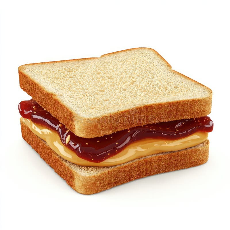 Delicato burro di arachidi e Sandwich di gelatina sullo sfondo bianco illustrazione di stock