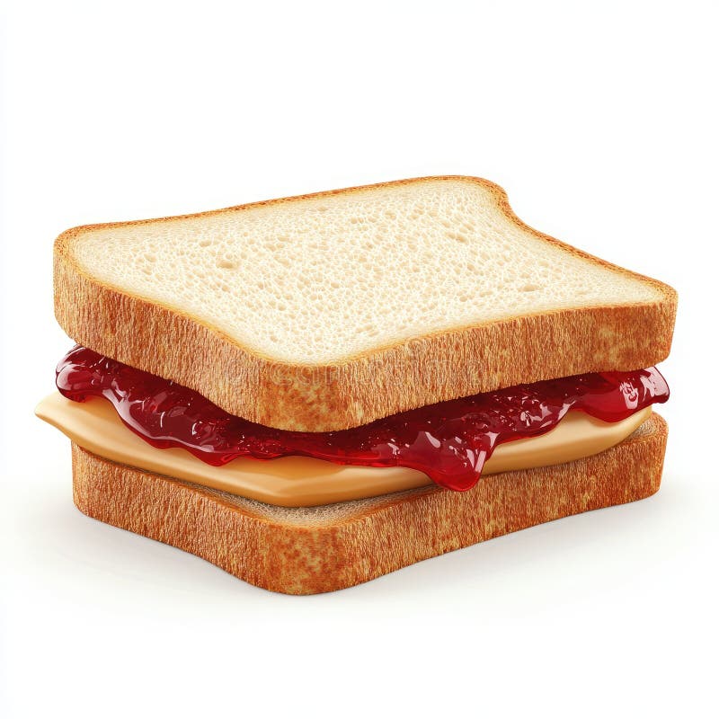 Delicato burro di arachidi e Sandwich di gelatina sullo sfondo bianco royalty illustrazione gratis