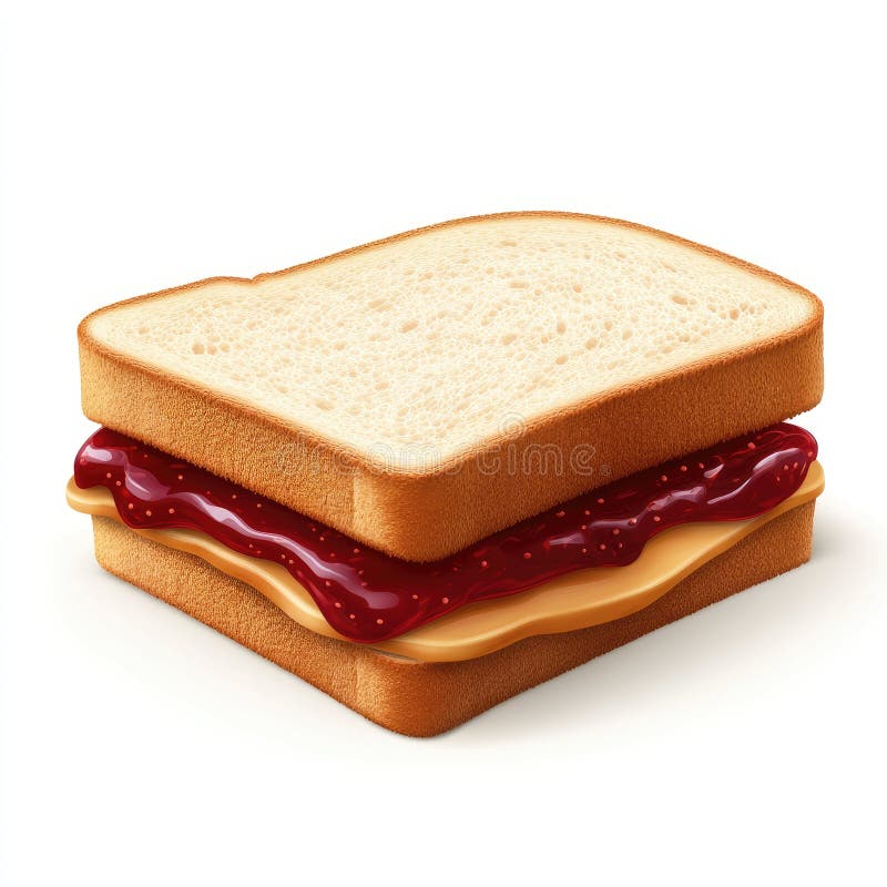 Delicato burro di arachidi e Sandwich di gelatina sullo sfondo bianco royalty illustrazione gratis
