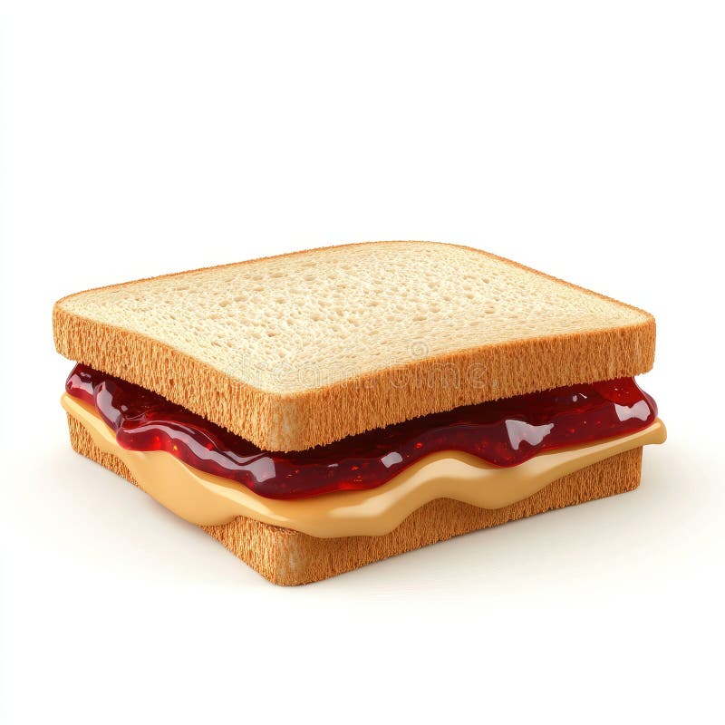 Delicato burro di arachidi e Sandwich di gelatina sullo sfondo bianco royalty illustrazione gratis