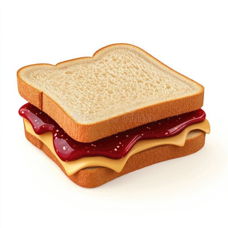 Delicato burro di arachidi e Sandwich di gelatina sullo sfondo bianco illustrazione vettoriale