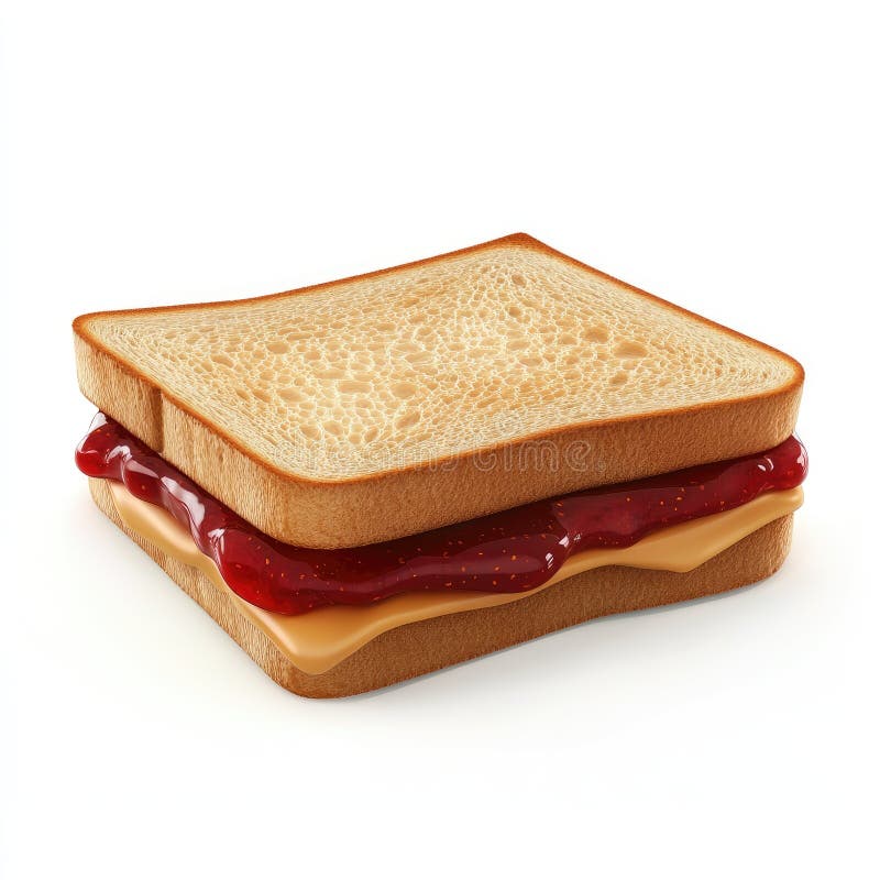 Delicato burro di arachidi e Sandwich di gelatina sullo sfondo bianco royalty illustrazione gratis