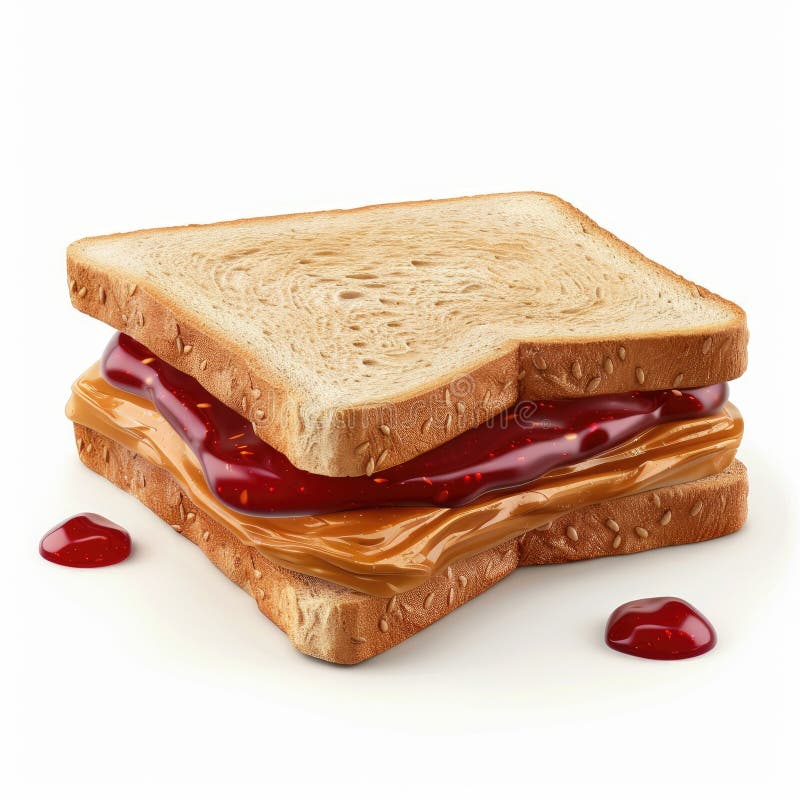 Delicato burro di arachidi e Sandwich di gelatina sullo sfondo bianco illustrazione vettoriale