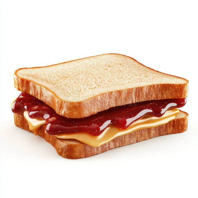 Delicato burro di arachidi e Sandwich di gelatina sullo sfondo bianco illustrazione di stock
