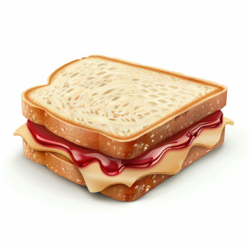 Delicato burro di arachidi e Sandwich di gelatina sullo sfondo bianco illustrazione vettoriale