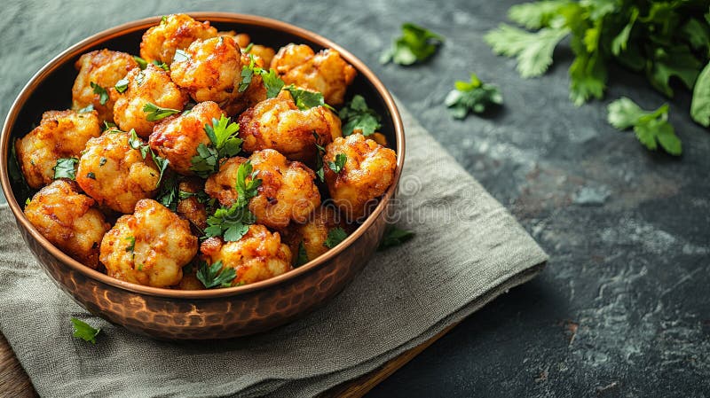 Delicios gătit creveți în castron de cupru tradițional stock photo