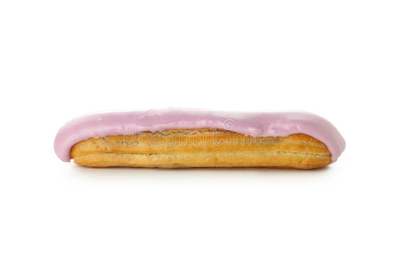 Delicioso eclair con crema aislada en fondo blanco foto de archivo libre de regalías