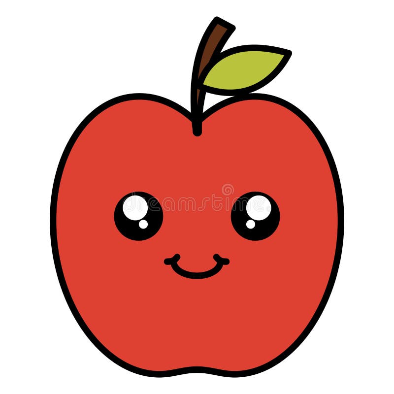Delicious Apple Fruit Kawaii Character Stock Vector Illustration of