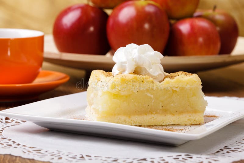 Apple Pie with Whipped Cream Stock Photo Image of slice, apple 190691338