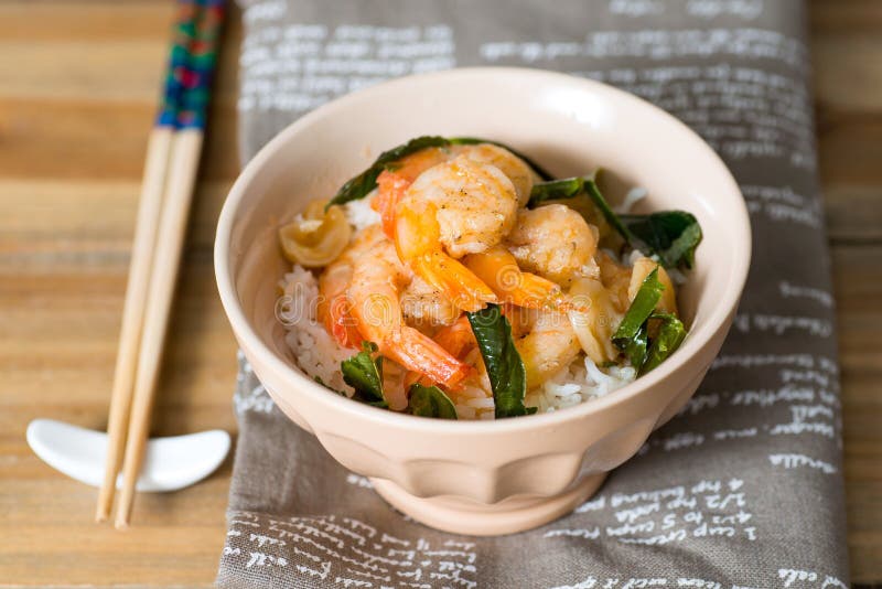 Delicious Asian Fried Shrimp and Rice Stock Photo Image of delicious