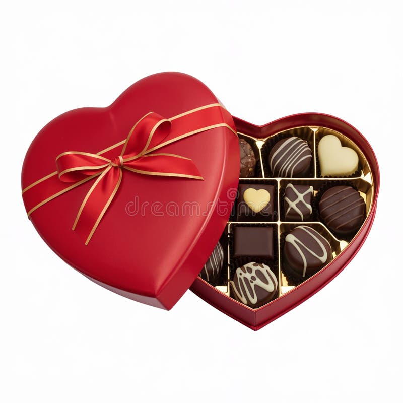 Delicious Assorted Chocolates Red Heart Box Valentine Cadeau Sweet Traitements jour lait foncé amour nourriture riche illustration de vecteur