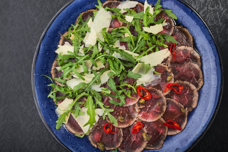 Delicious beef carpaccio stock photo. Image of delicious 105176240