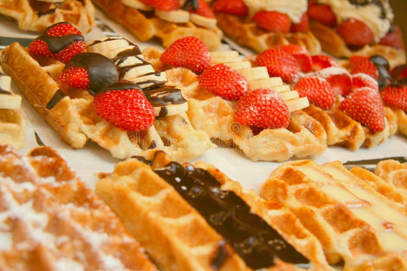 Delicious belgian waffles royalty free stock photos