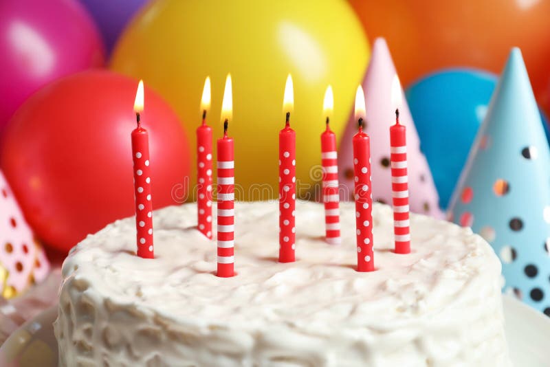Delicious Birthday Cake With Burning Candles Stock Image Image of decorated, colorful 121006323