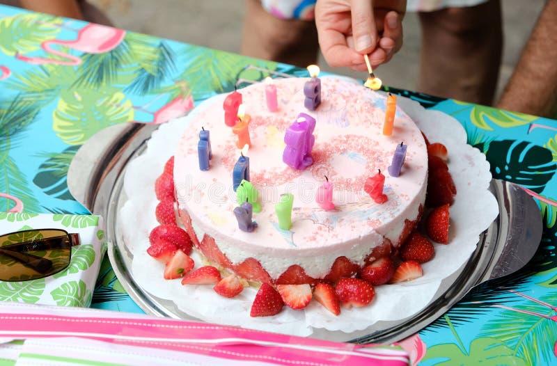 Delicious Birthday Cake on a Table in Amsterdam Stock Image Image of