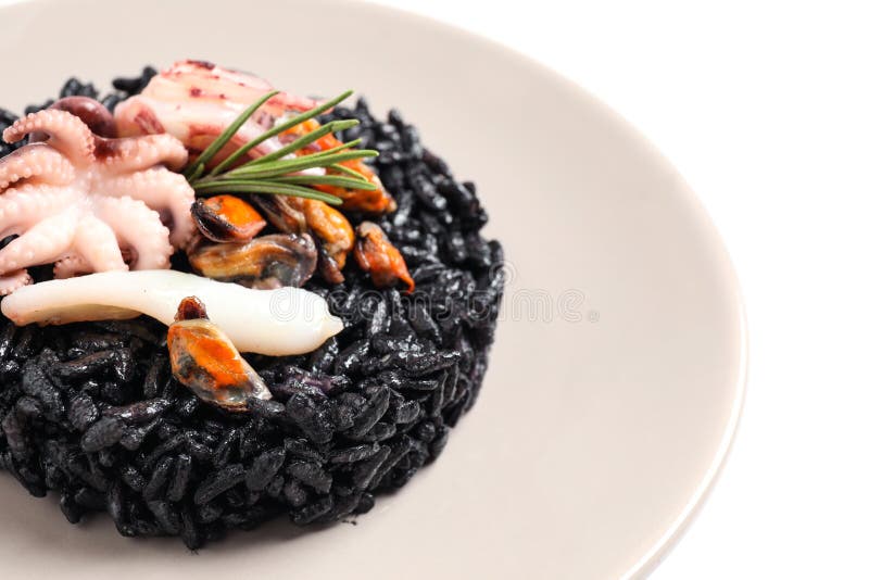 Black Risotto And Shrimp, Italian Creative Food Stock Photo Image of