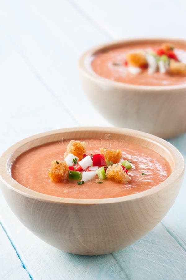Delicious bowl of gazpacho royalty free stock photography