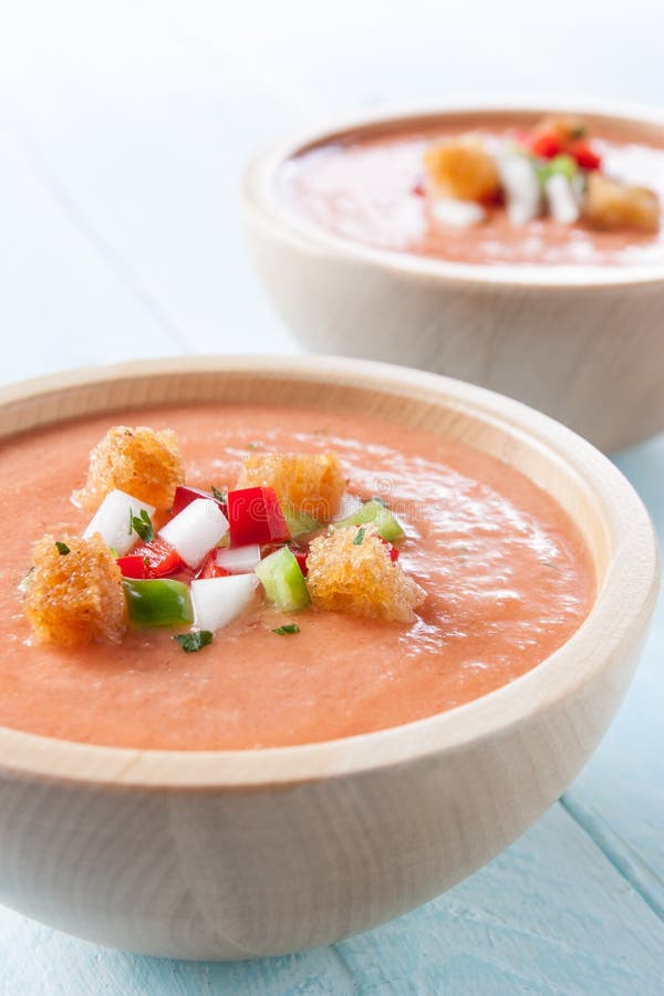 Delicious bowl of gazpacho stock photos